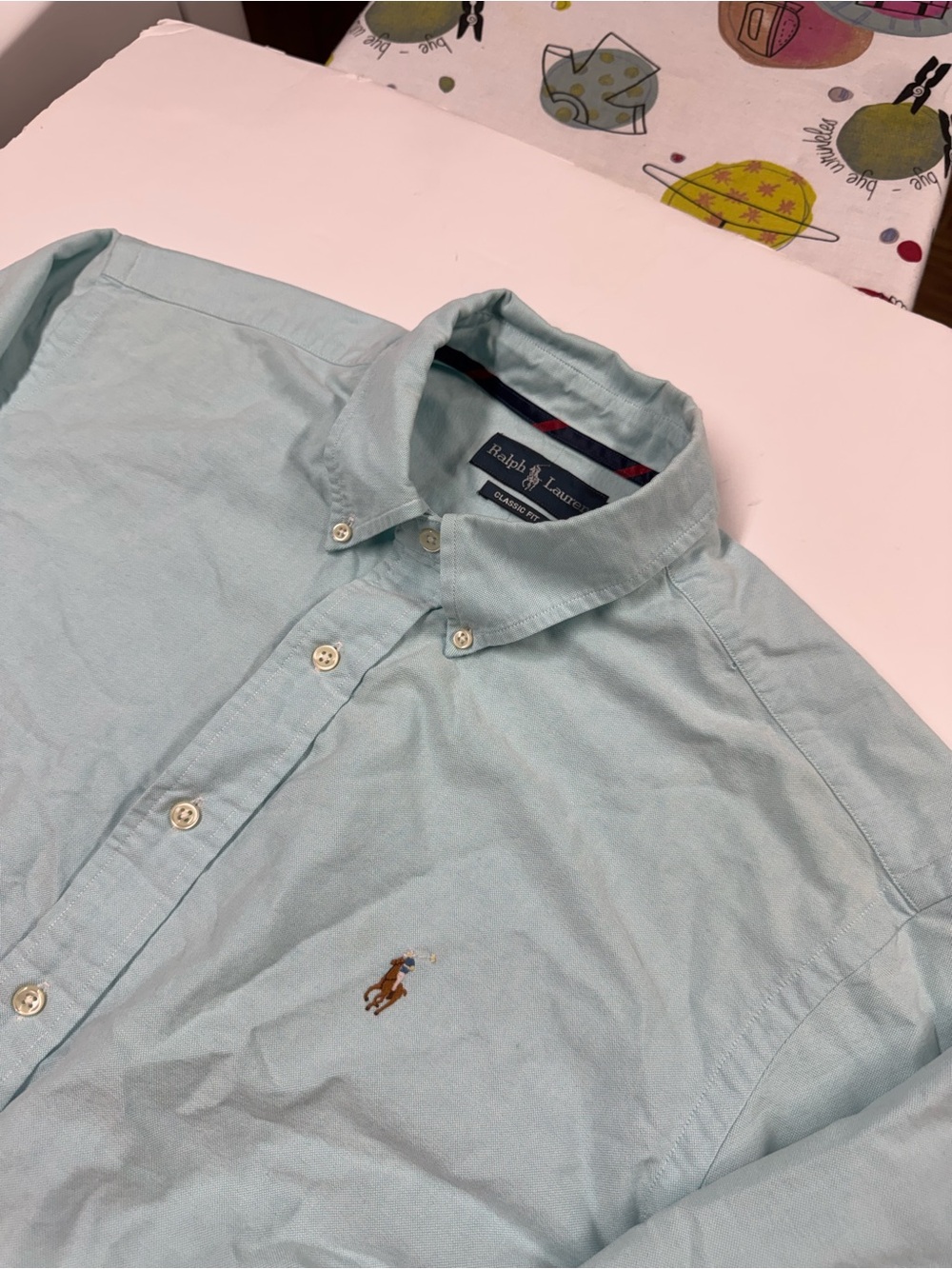Ralph Lauren Classic Fit Long Sleeve Button Down Shirt Baby Blue Mens XL
